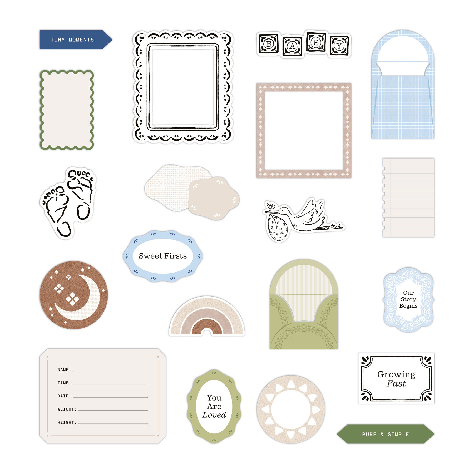 Natural Beginnings Embellishments - Baby (20/pk)