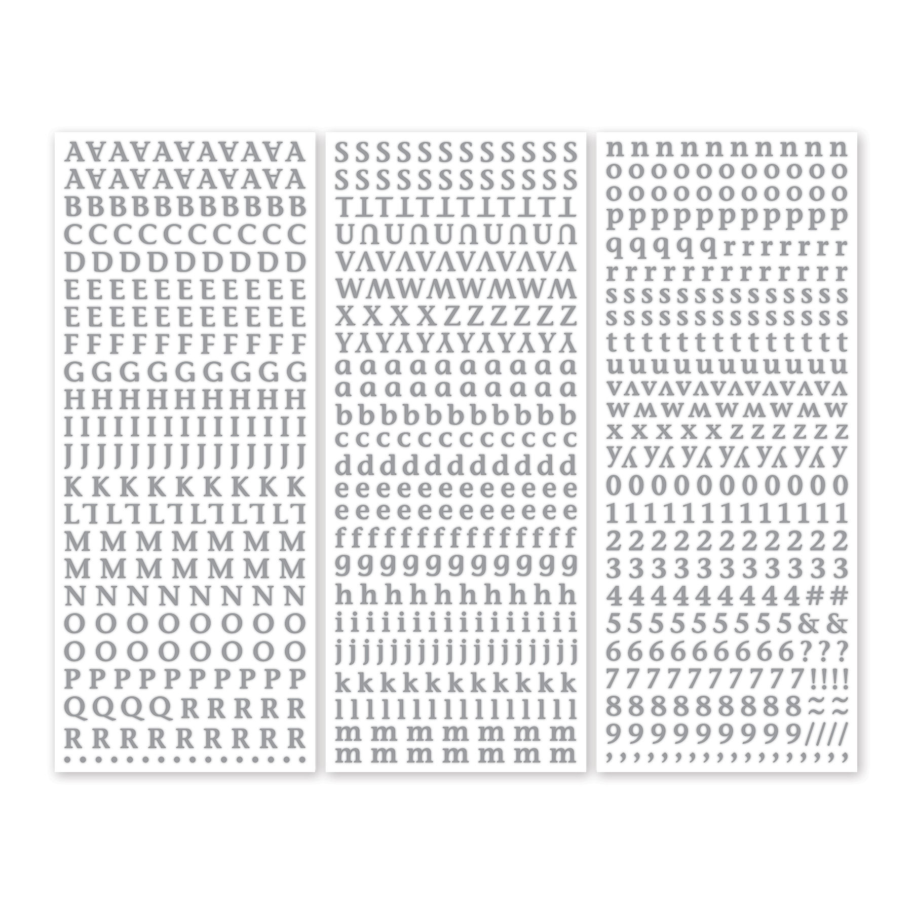 Cool Grey Classy Mini ABC/123 Stickers (3/pk)