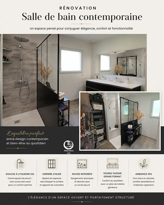 Chantier à Ploubezre, salle de bain élégante et stylée, version spa