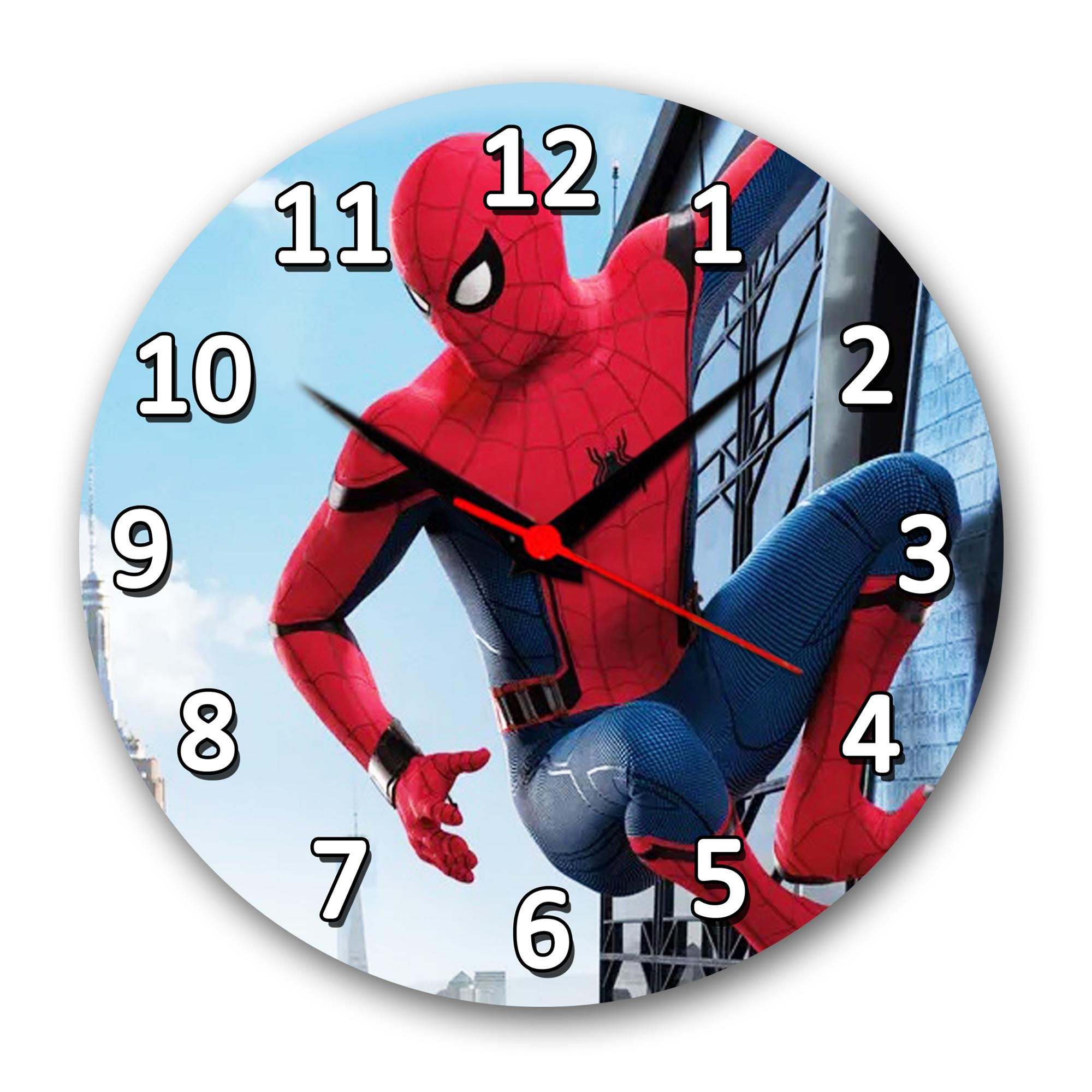 Personalised spiderman Glass Wall Clock