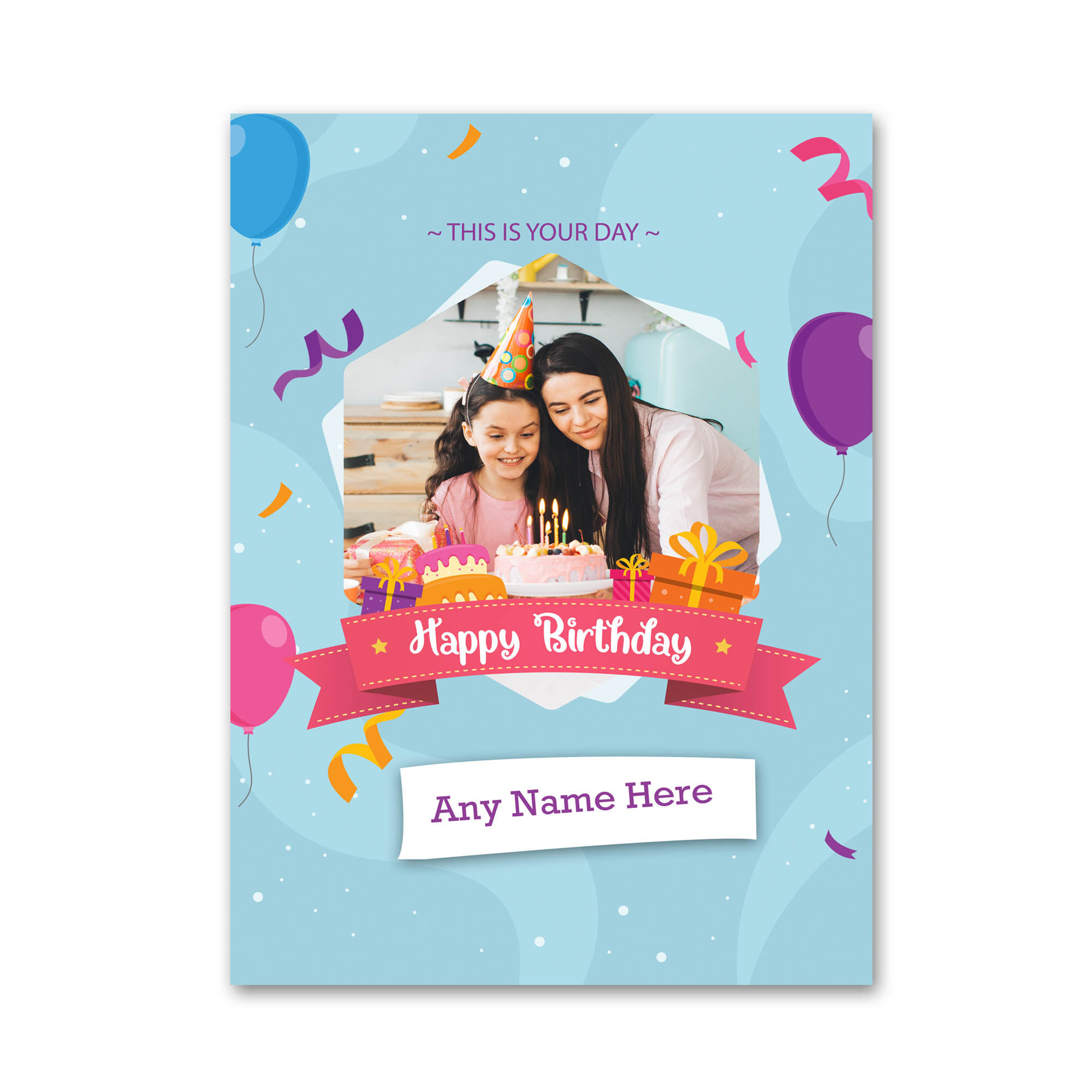 Customised Birthday Greetings Card with Photo and Text
