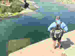 Adrian observes large numbers of mahseer swimming in the protected pool