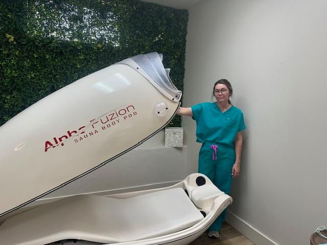 Owner Paige Hammond and her favorite treatment, the sauna pod.