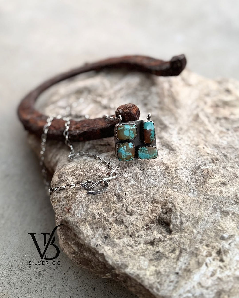 This handmade 20-inch necklace made out of sterling silver and Pilot Mountain stones is now available. It fastens with an easy handmade shepherd's hook clasp.