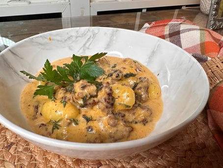 Celebrate fall with a delicious pot of creamy butternut squash soup made with gnocchi and sausage.
