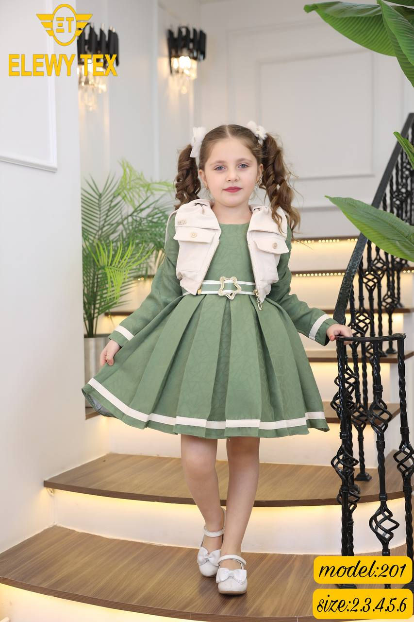 Thumbnail: 201 elewy Girl Set vest and dress 