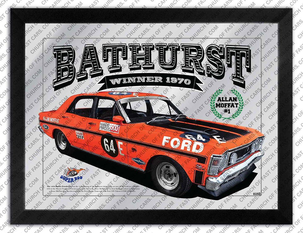 BAR MIRROR TO SUIT 1970 BATHURST WINNER ALLAN MOFFAT XWGTHO