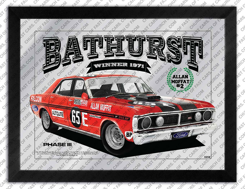 BAR MIRROR TO SUIT 1971 BATHURST WINNER ALLAN MOFFAT XYGTHO
