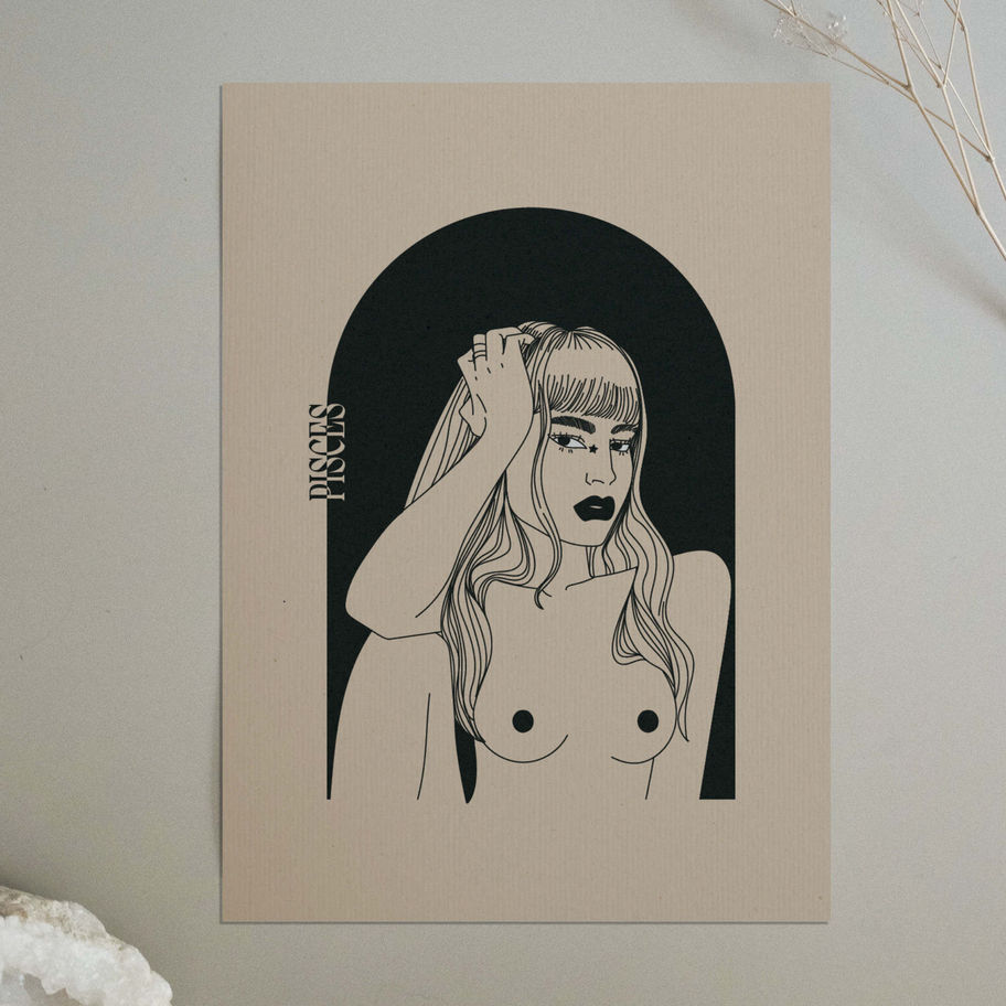Pisces poster flat-lay