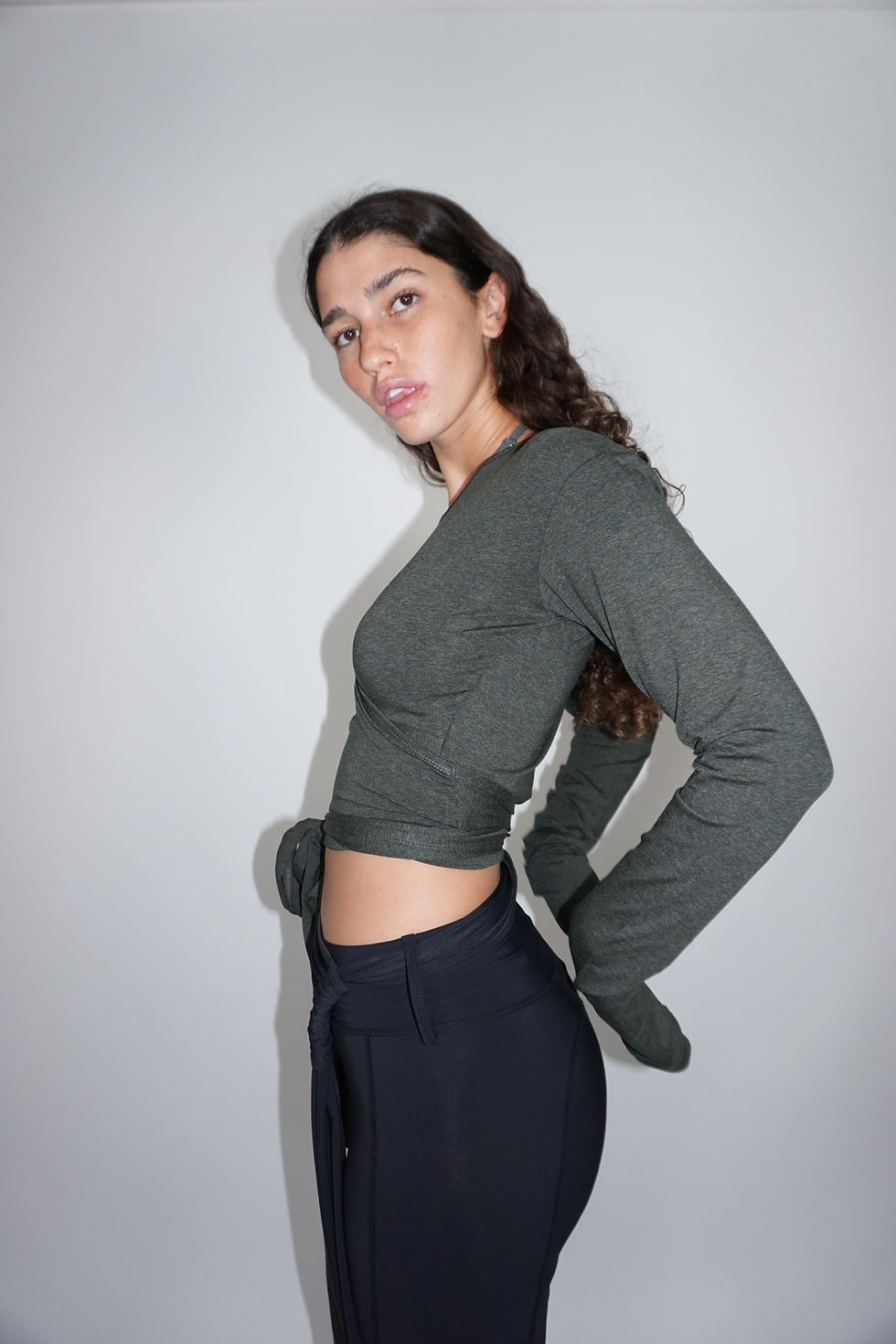 Thumbnail: Double Layer Wrap Shirt | Gray