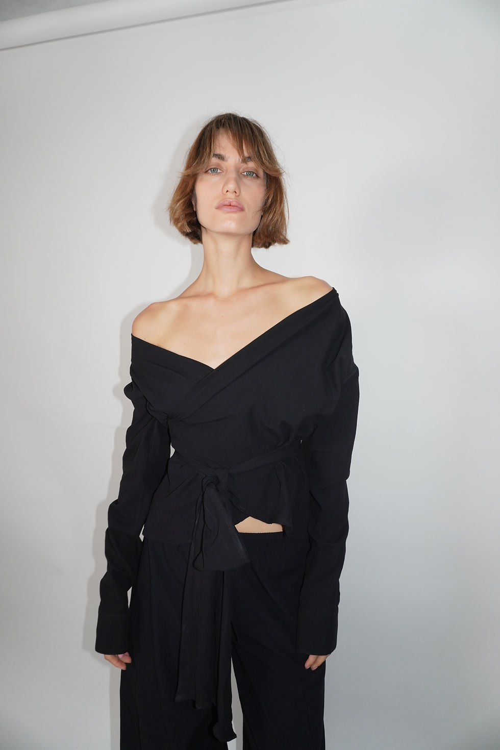 Thumbnail: Wrap Cotton Shirt | Black