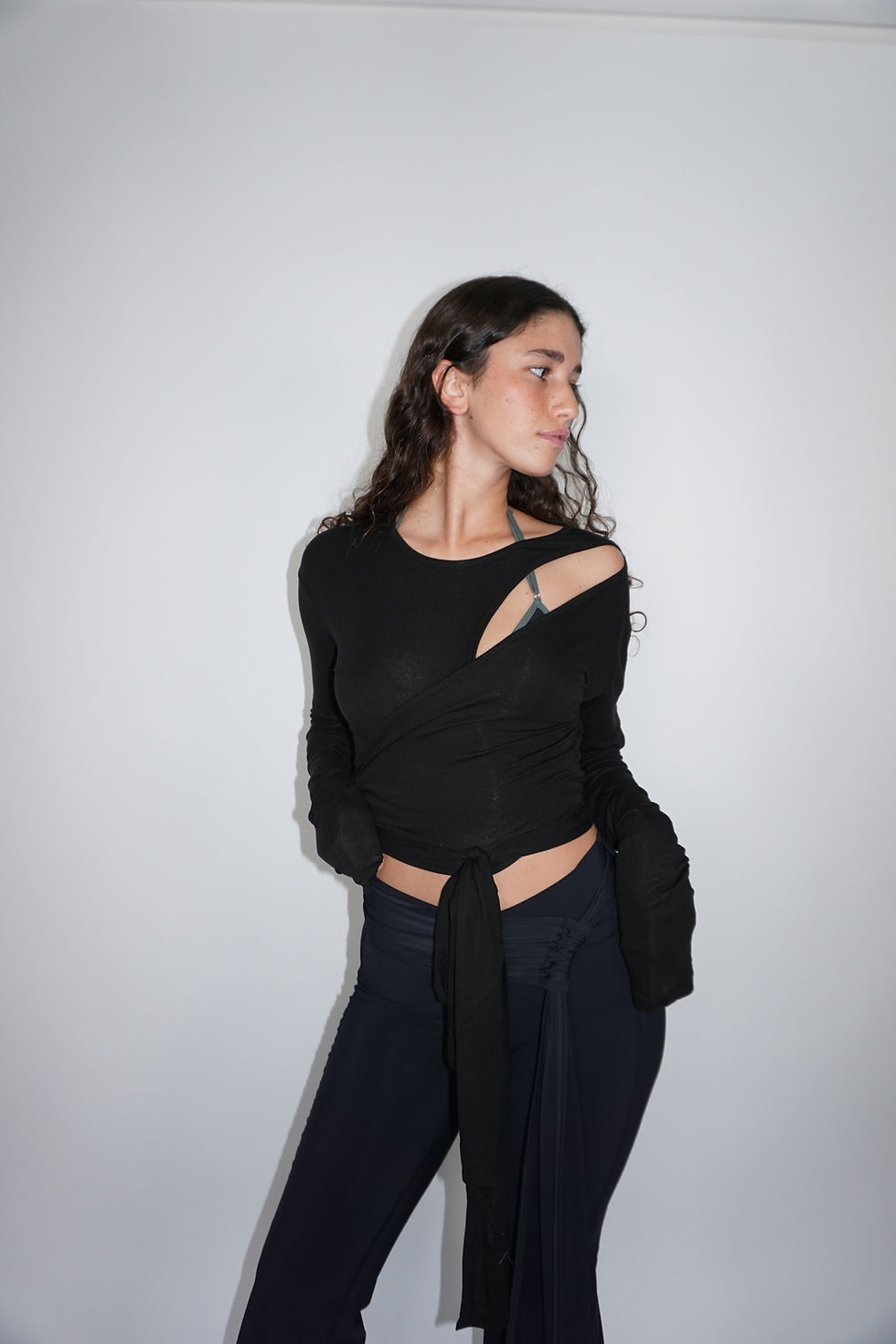 Thumbnail: Double Layer Wrap Shirt | Black