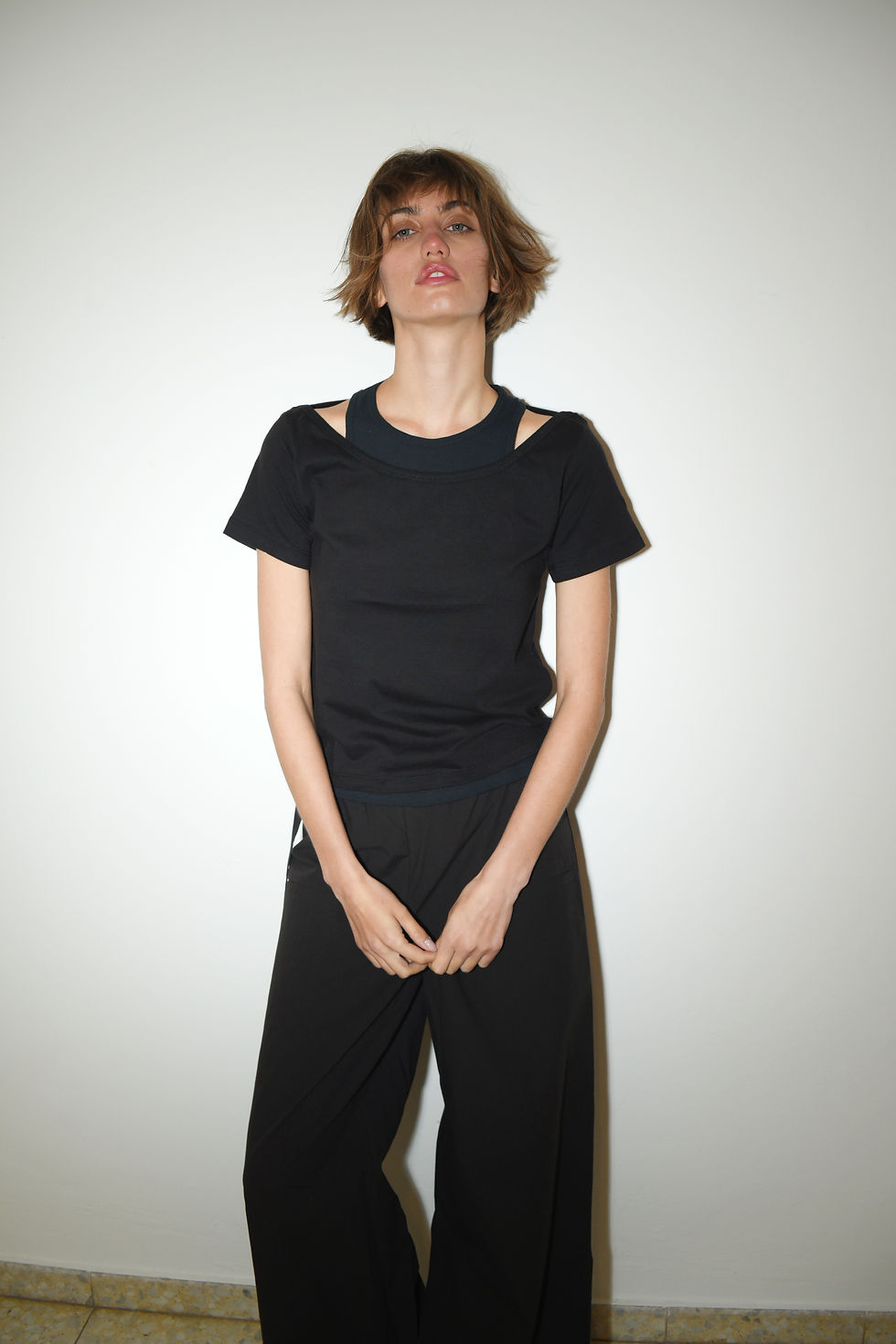 T-Shirt with a Deep Neckline | Black