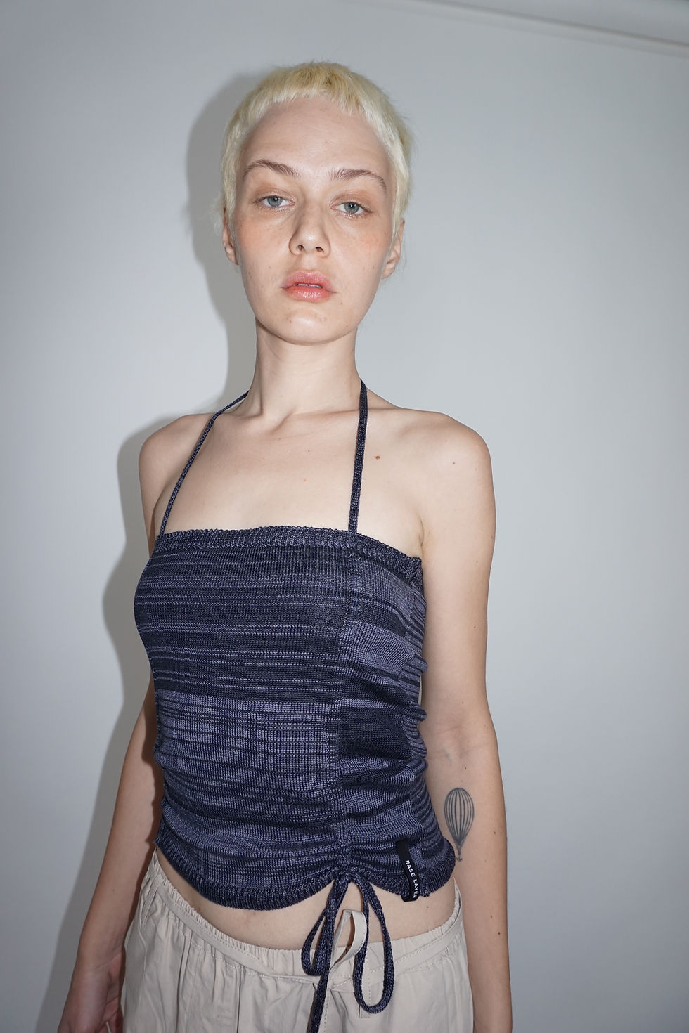 Thumbnail: Collar Knitted Tube | Melange Blue