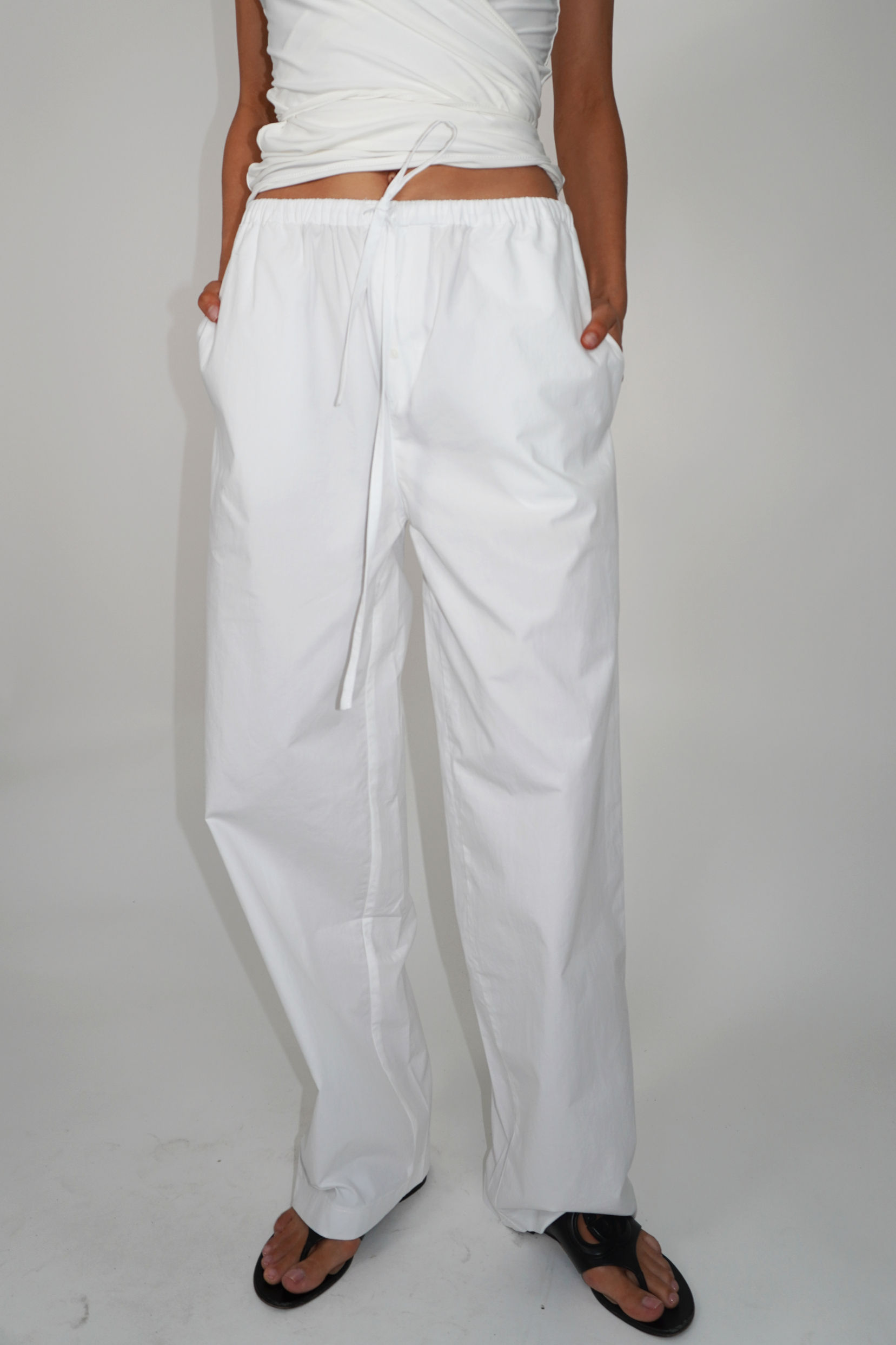 Straight-Cut Boxer Pants | White