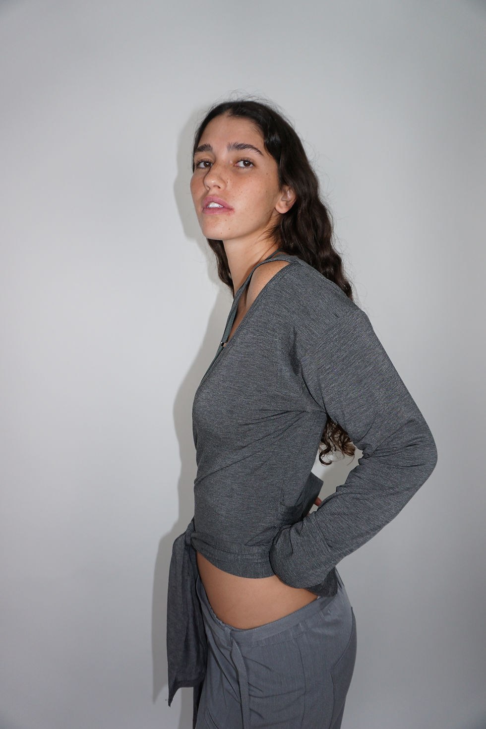 תמונה ממוזערת: Double Layer Wrap Shirt | Gray