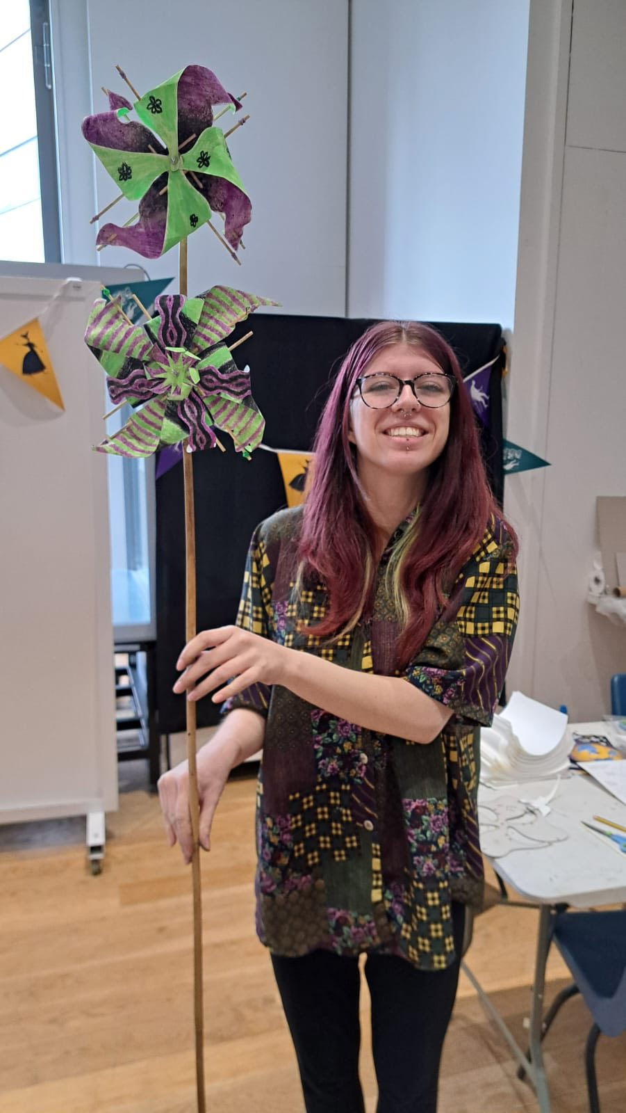 Grace helping to facilitate Wind Garden community workshops