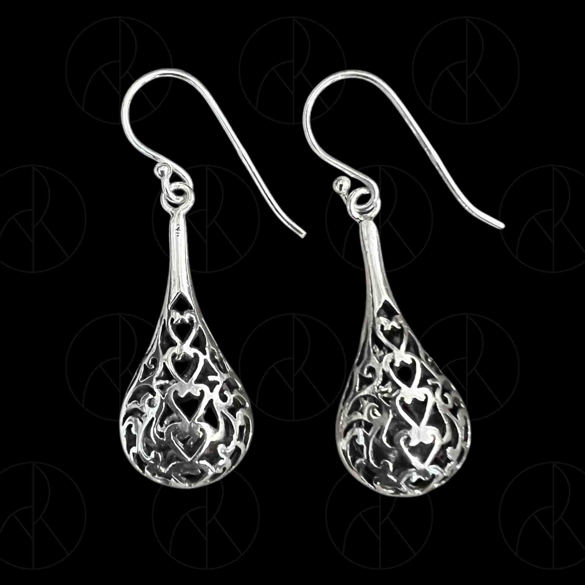 Boucles d'oreilles gouttes ajourées argent