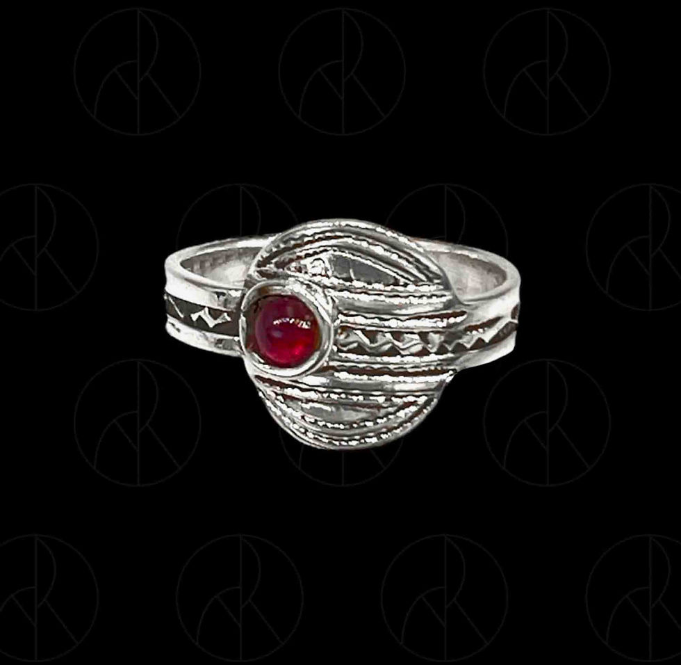 Miniature : bague touareg grenat et argent réglable