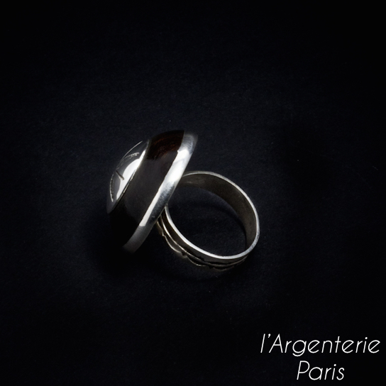 Bague bois d'ébène et argent