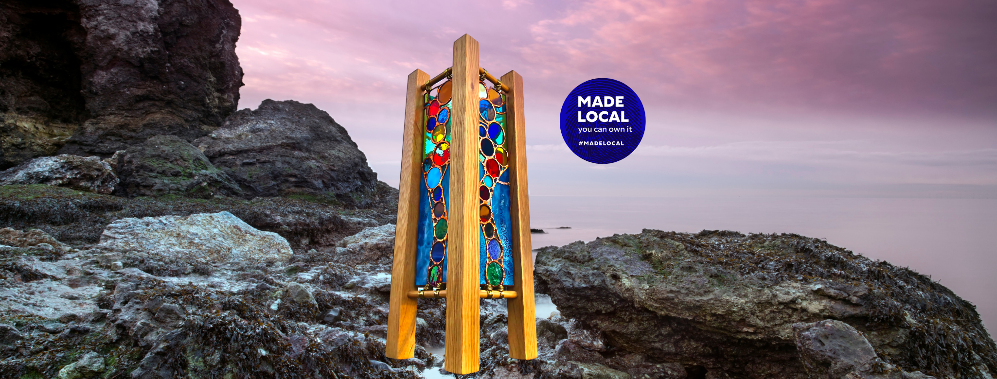 lamp with wooden frame