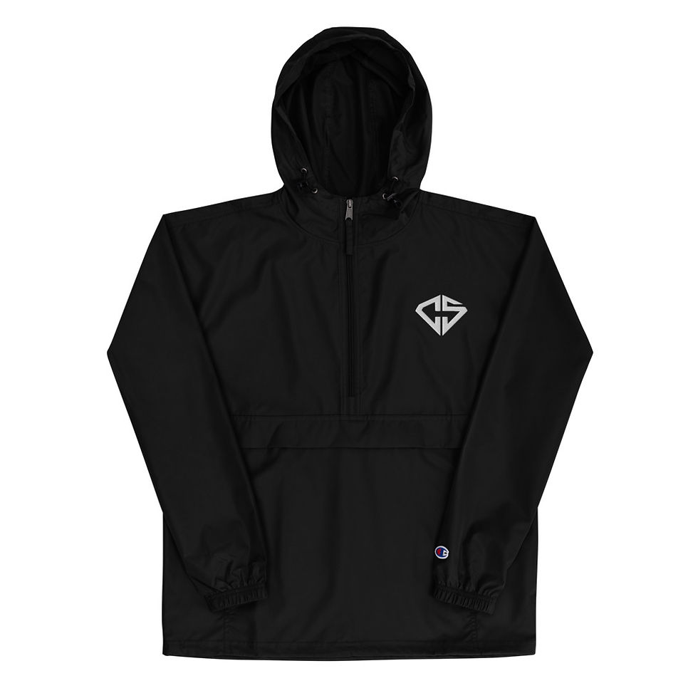 Factory CS-Embroidered Packable Jacket-Black/White
