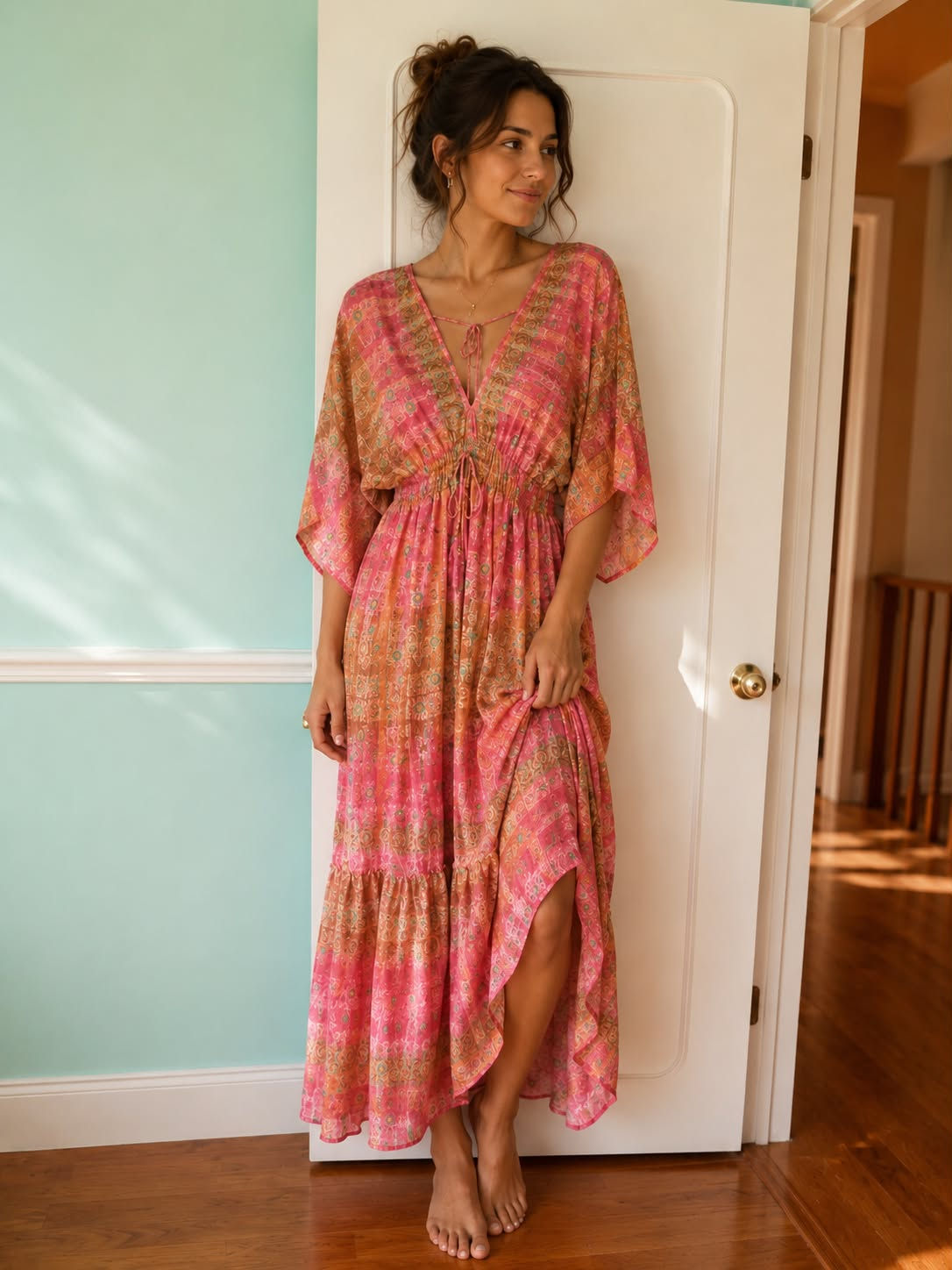 85% Art Silk  Dress / 85% Art Soie Robe M