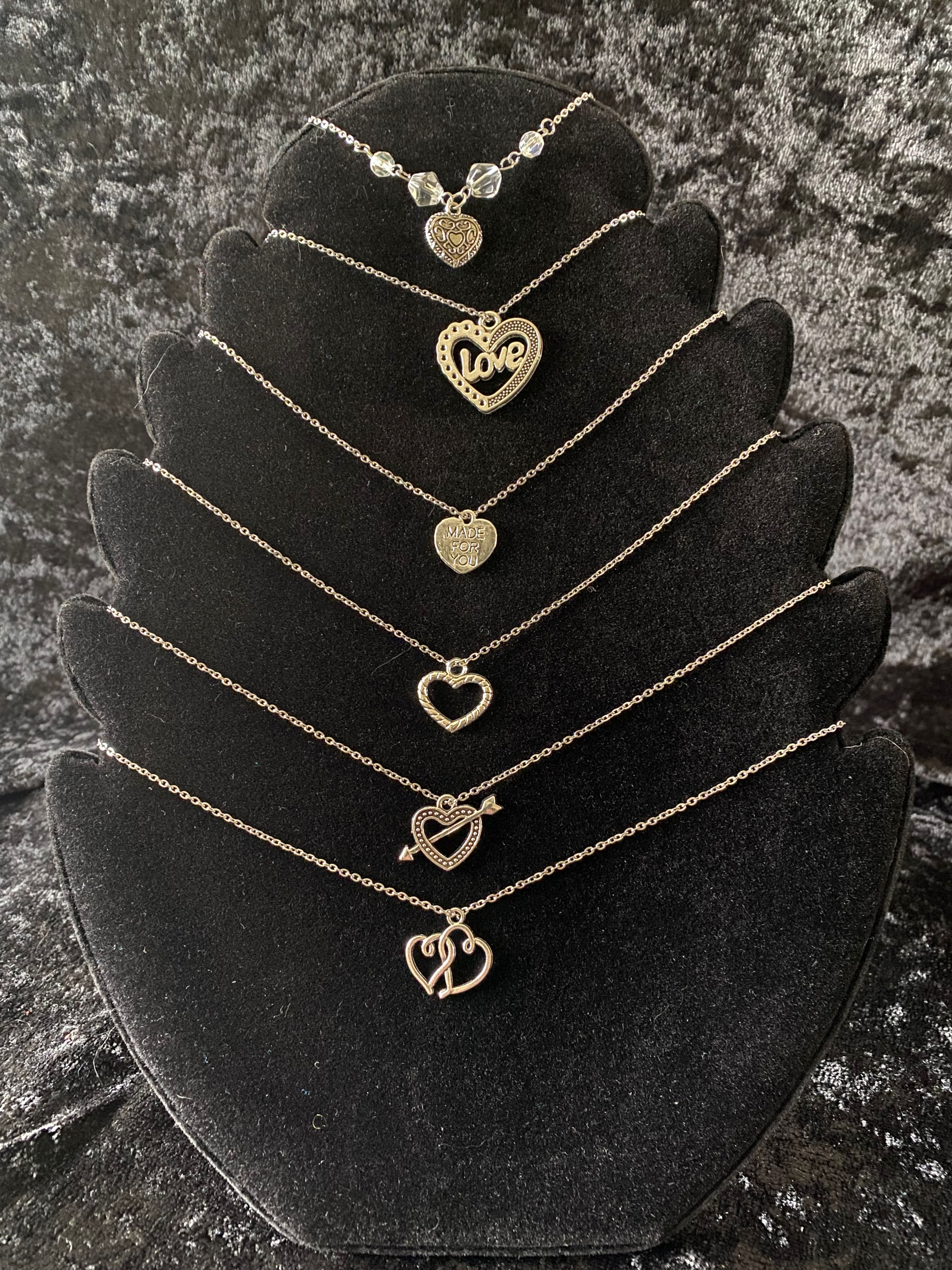 Silver heart necklaces