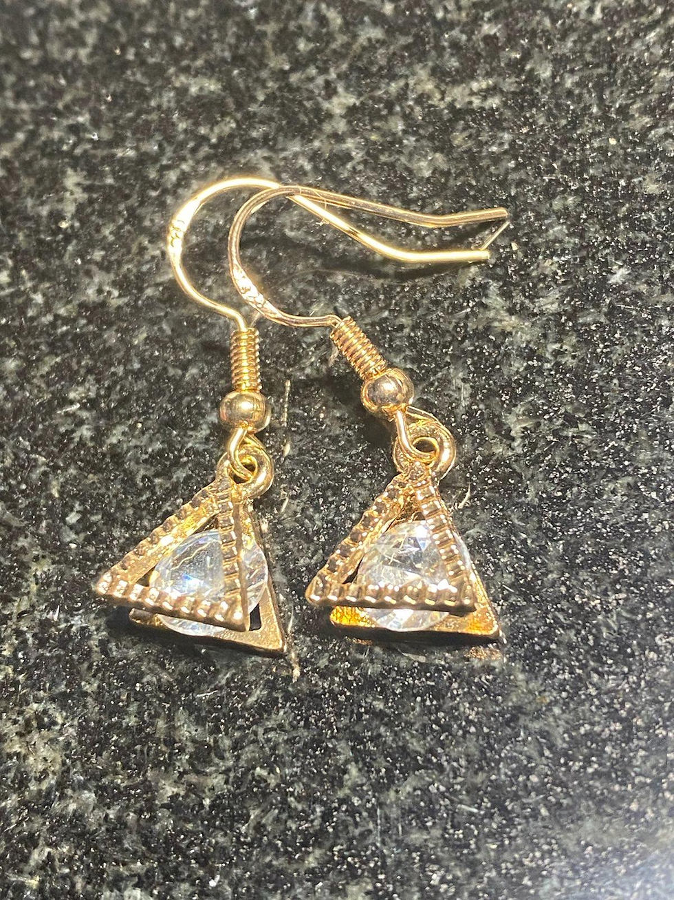 Thumbnail: Gold cubic zirconia earrings