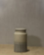 Natural Ribbed Ceramic Storage Jar Front View