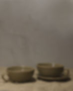 Brown Ceramic Large Tea Cup and Plate Side View