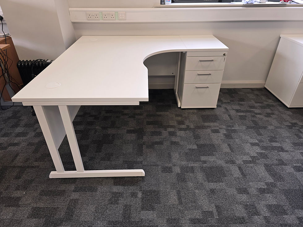 Optima C crescent desk with white legs