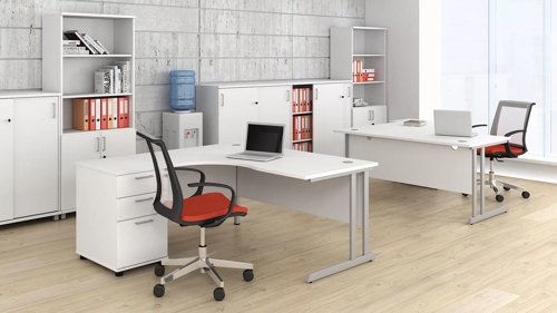 Optima C crescent desks in white