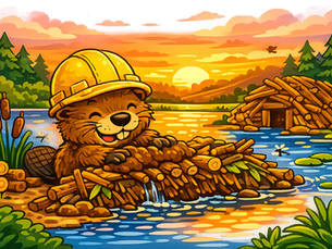 Bob the beaver hard at work.
