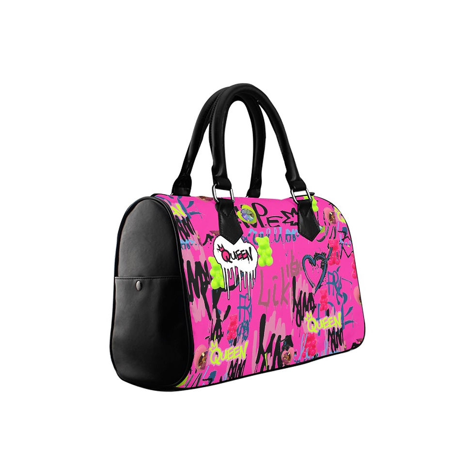 Thumbnail: Vauje Pink Gummy Bear  Graffiti Handbag