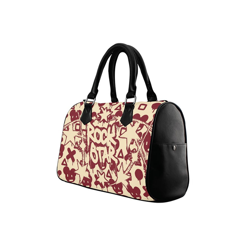 Thumbnail: Vauje Maroon and Cream Graffiti Rock Star Handbag
