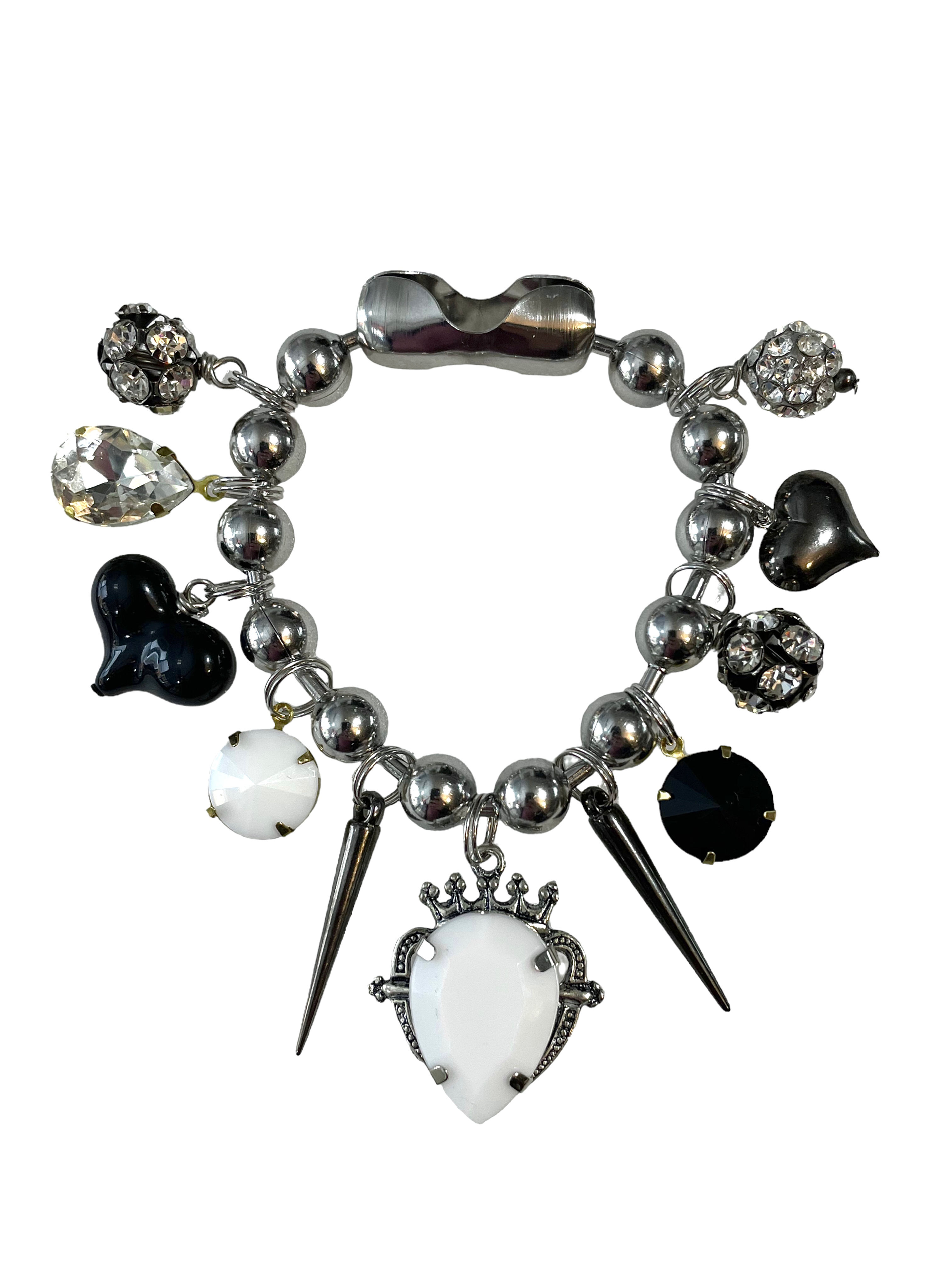 Whit and Black Large Thick Ball Chain  Bracelet