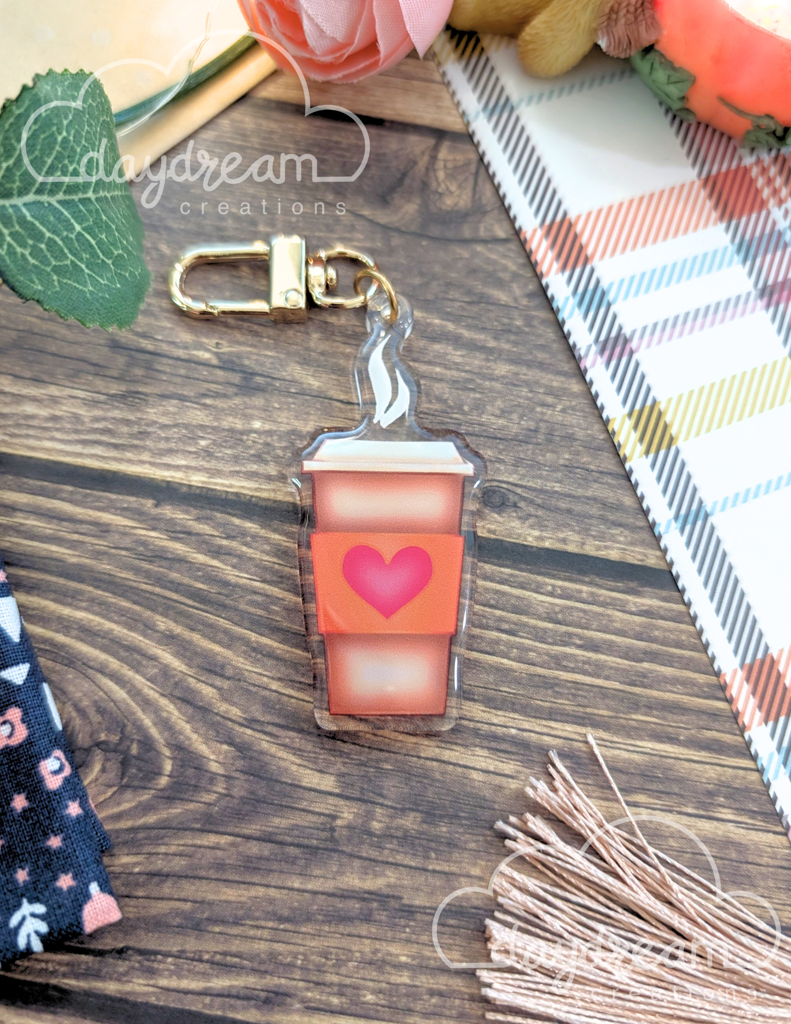 Coffee Love Cup Acrylic Key Chain