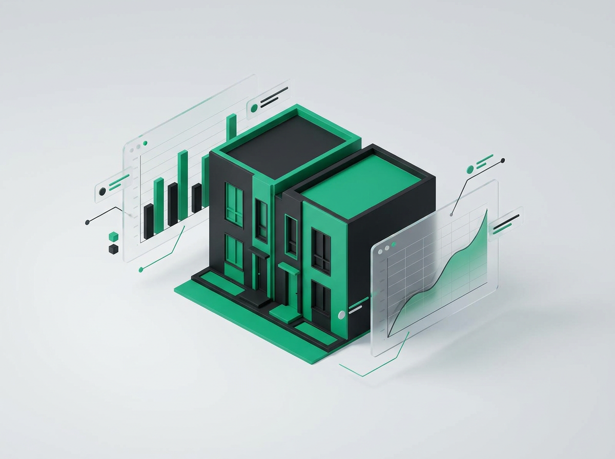 Isometric illustration of real estate financial analysis