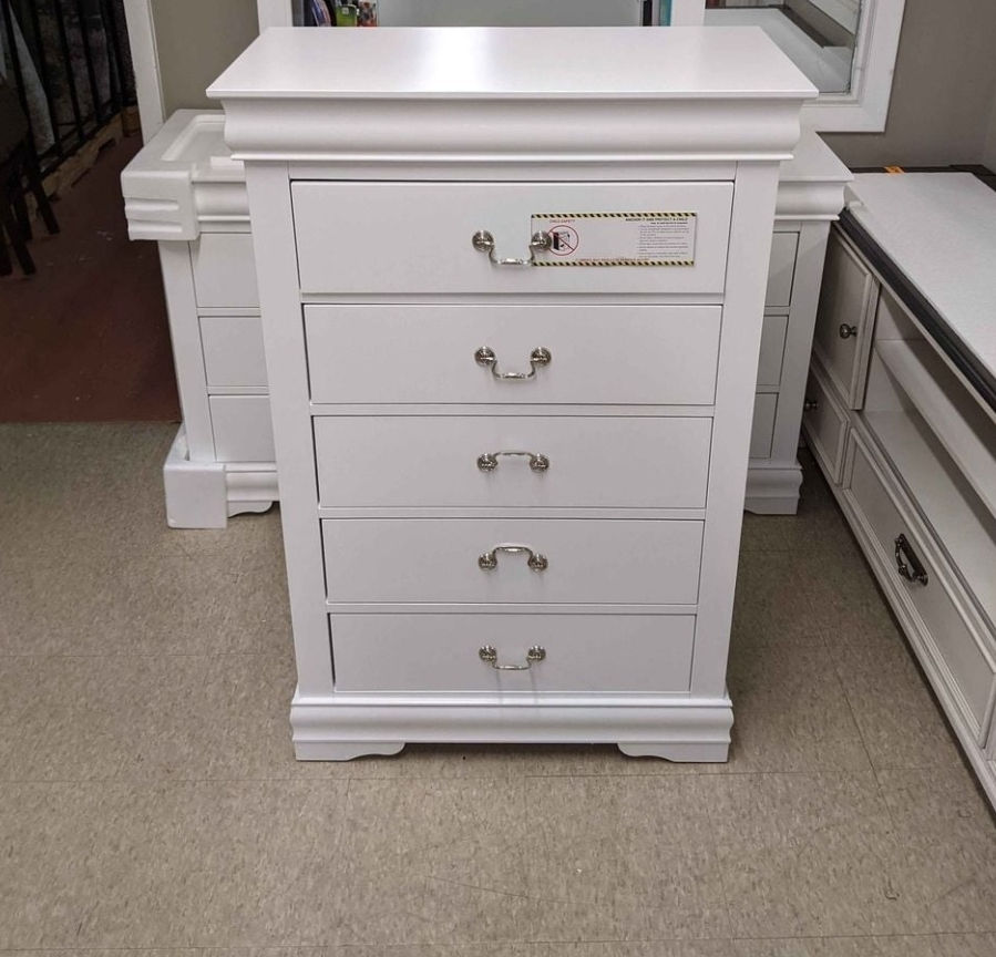Thumbnail: New 5 Drawers Chest, White