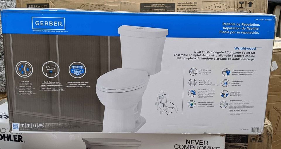 Thumbnail: Gerber Wrightwood Dual Flush Elongated Toilet Kit