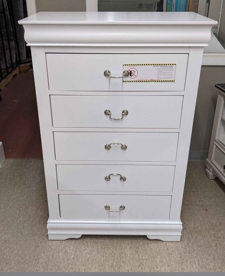Thumbnail: New 5 Drawers Chest, White
