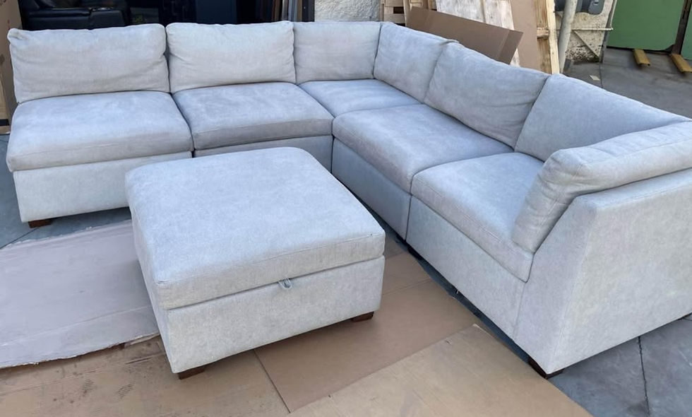 Thumbnail: Thomasville 6-piece Fabric Modular Sectional with Power Footrests , Light Gray