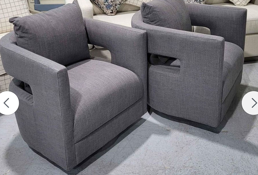 Thumbnail: 2 New Upholstered Swivel Barrel Accent Chair With Pillow, Gray