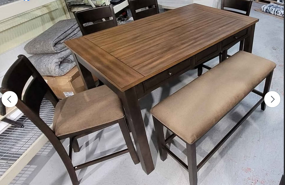 Thumbnail: New 6 PC Counter Height Dining Table Set, Brown