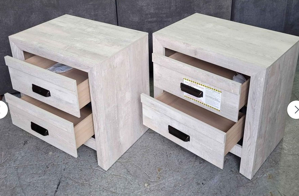 Thumbnail: New Set of 2 Cream Nightstand With Drawers