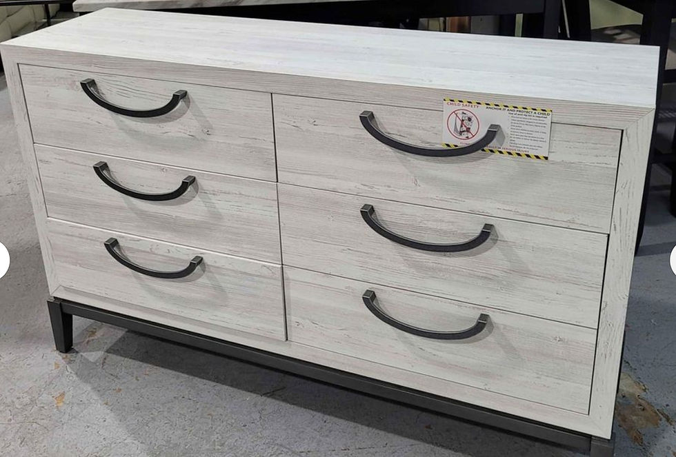Thumbnail: New Contemporary 6-Drawer Dresser, Rustic White, Gray