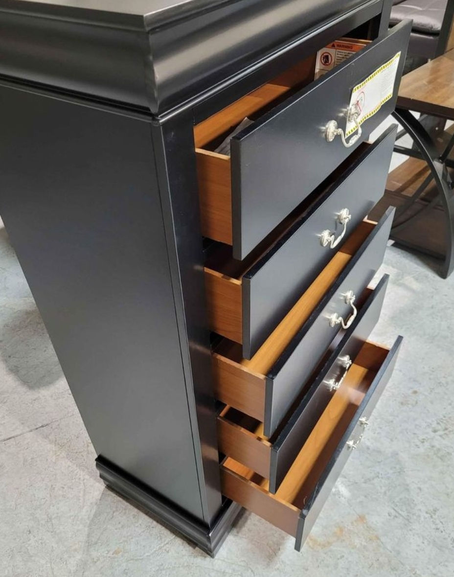 Thumbnail: New Black 5 Drawers Chest