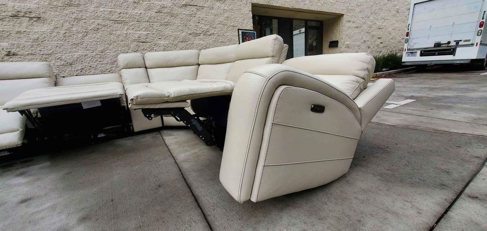 Thumbnail: Leather Power Reclining Sectional with Power Headrests