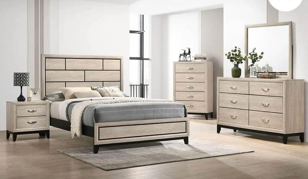 Thumbnail: New Queen Panel Bed, Driftwood Beige Finish